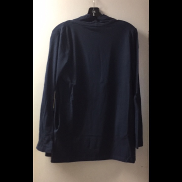 🌟 Navy Roll-Up Sleeve Open Cardigan - Picture 3 of 6